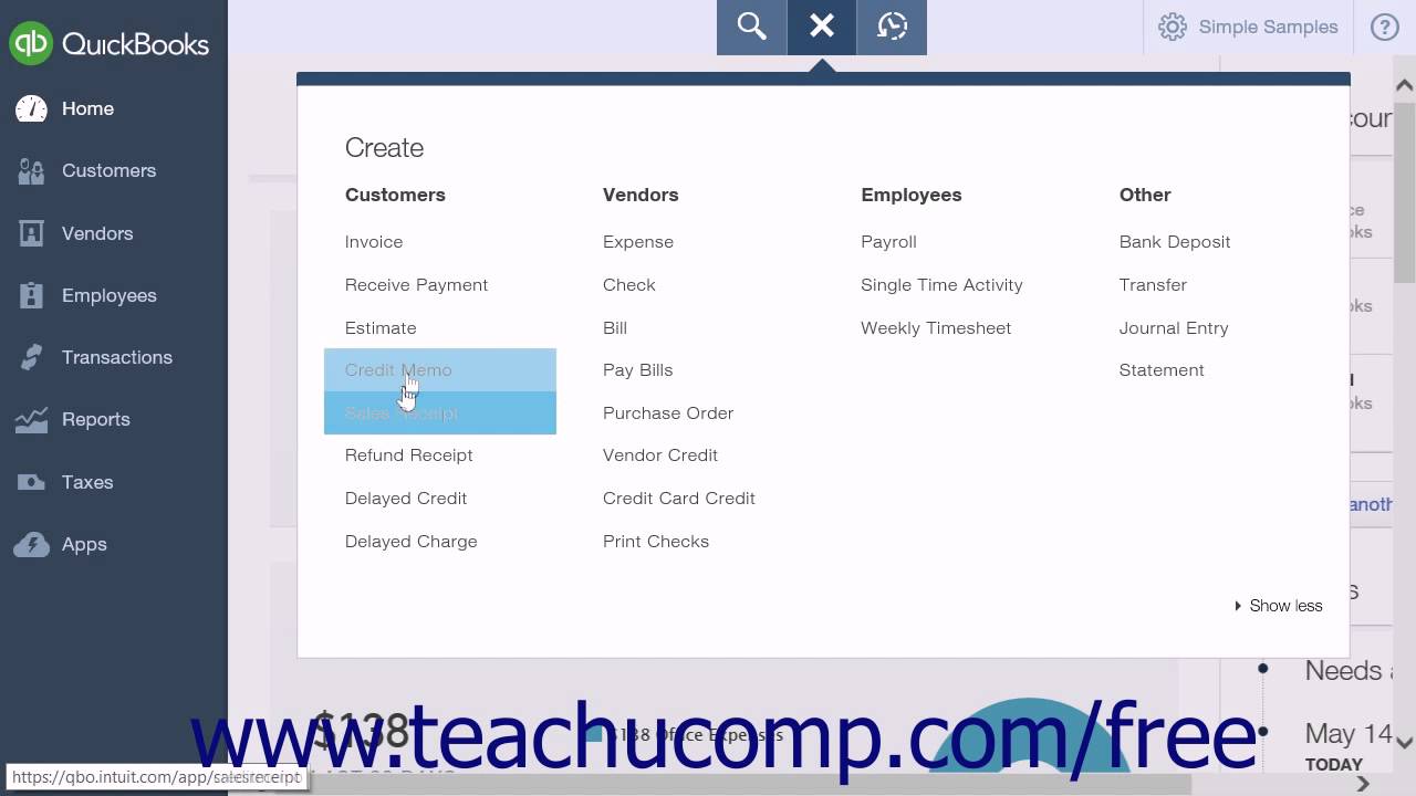 quickbooks online plus 2015 tutorial the create menu intuit training