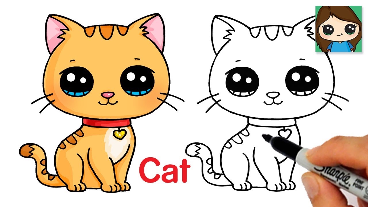 how to draw a cartoon cat face