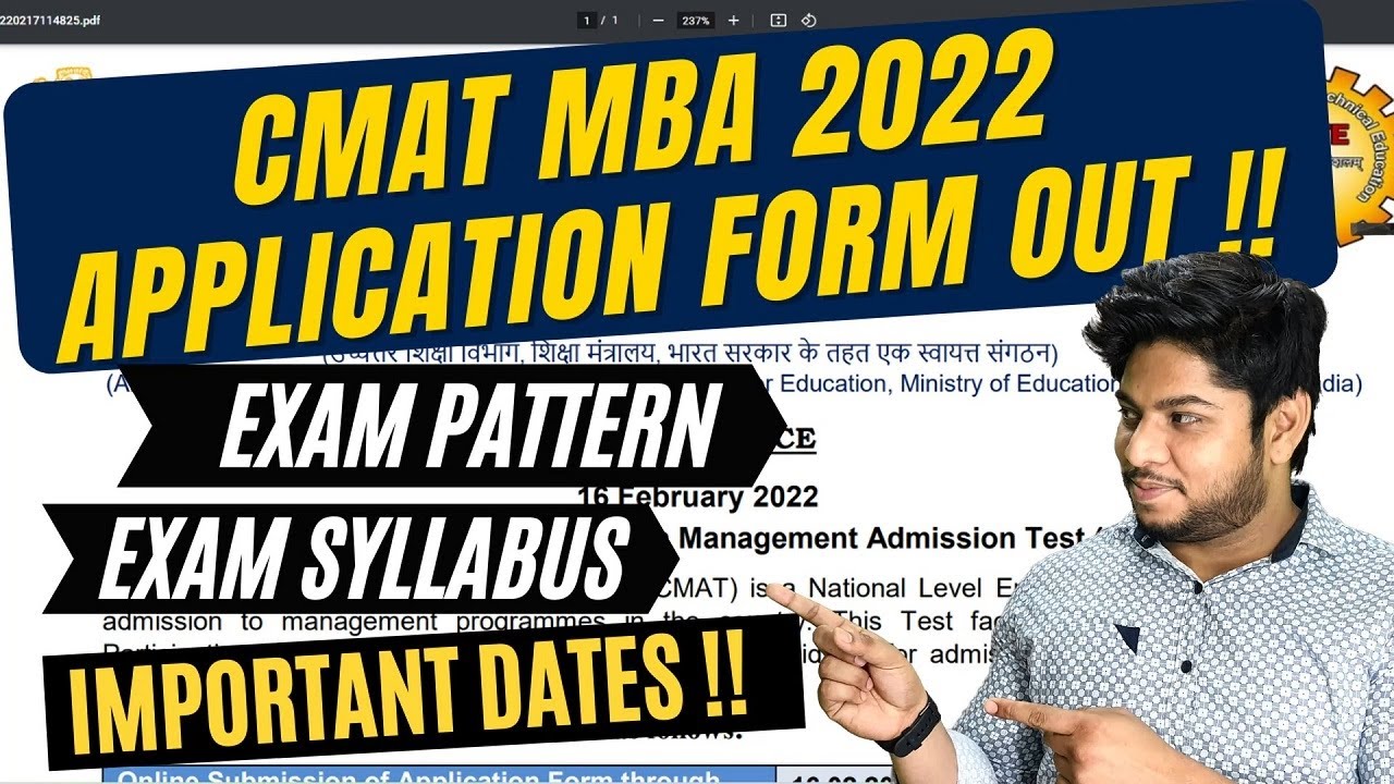 CMAT MBA application form 2022 🔥Entrance exam syllabus exam dates important instruction🔥