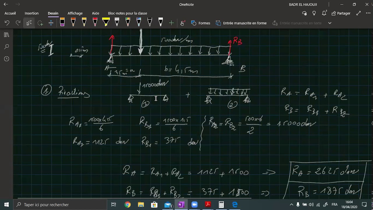 RDM :Exercice 2 diagrammes NTM méthode géométrique + méthode analytique ...