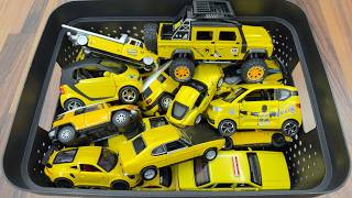 Huge Collection Of Yellow Diecast Model Cars From A Black Box