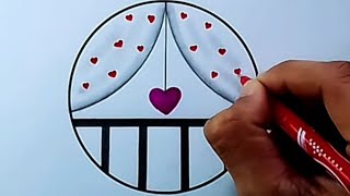 Beautiful Circle Drawing | Beautiful purple Heart Drawing | How to draw Circle 2023...