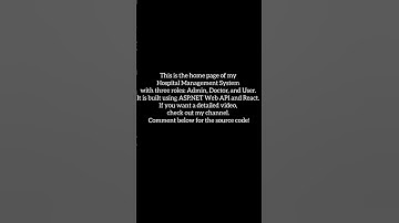 Hospital management system project -Web Api |React |MySQL #finalproject  #project #projects