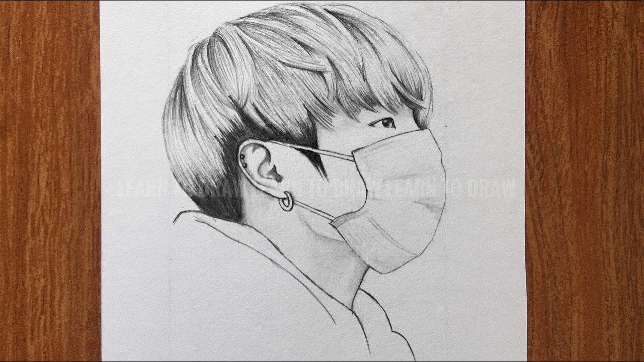 How To Draw Jungkook Bts Jungkook Sketch Bts Drawing Drawing For Beginner រ នគ រ Youtube