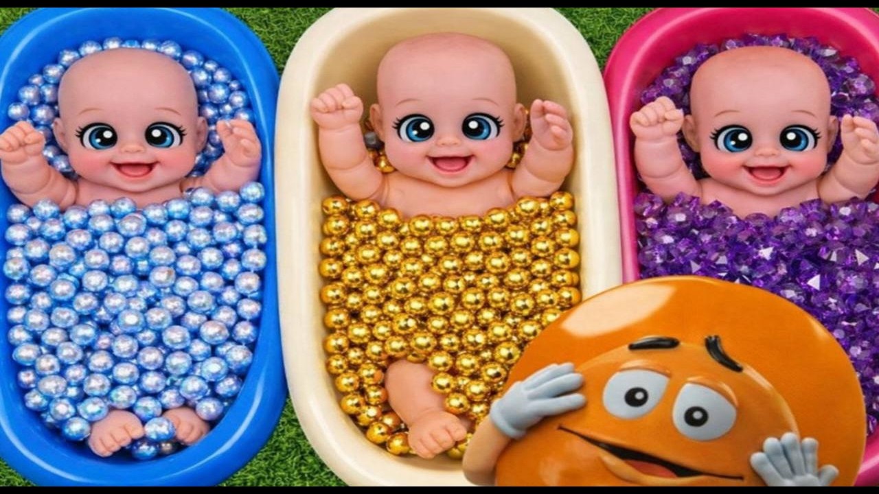 Full of 3 Rainbow Bathtubs with Colorful Pearls | Satisfying ASMR