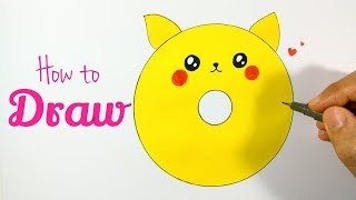 donut easy drawing draw pikachu tutorial