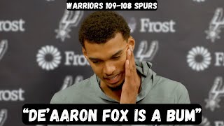 Victor Wembanyama GOES OFF on De’Aaron Fox after CHOKING - Post Game Interview - Warriors vs Spurs
