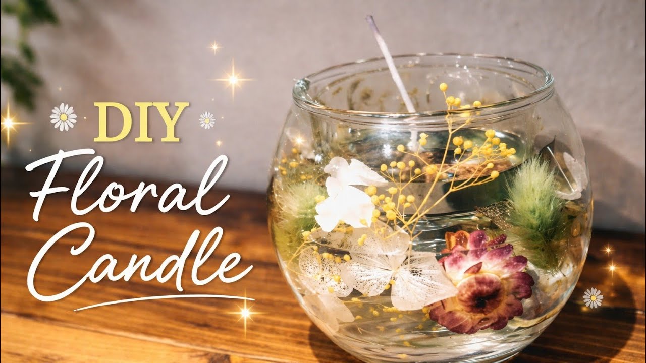 DIY Floral Glass Candle🌸🕯️| Simple Homemade Candle Craft for Home Decor and Gifting🎁✨