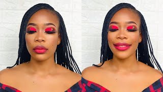 RED CHUNKY GLITTER MAKEUP TUTORIAL/ Christmas Makeup tutorial/ No Talking