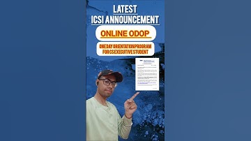 😮LATEST ICSI ANNOUNCEMENT | ONE DAY ORIENTATION PROGRAM🧐 | ONLINE ODOP|#companysecretary#icsi#odop
