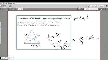 Finding the area of a regular polygon using special triangles