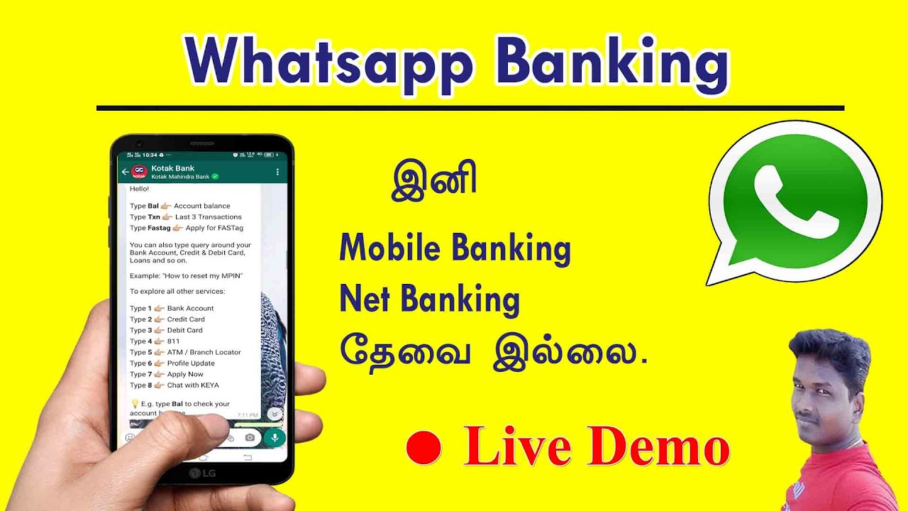 How to Use whatsapp Banking Service Live demo in Tamil /Tech and Technics