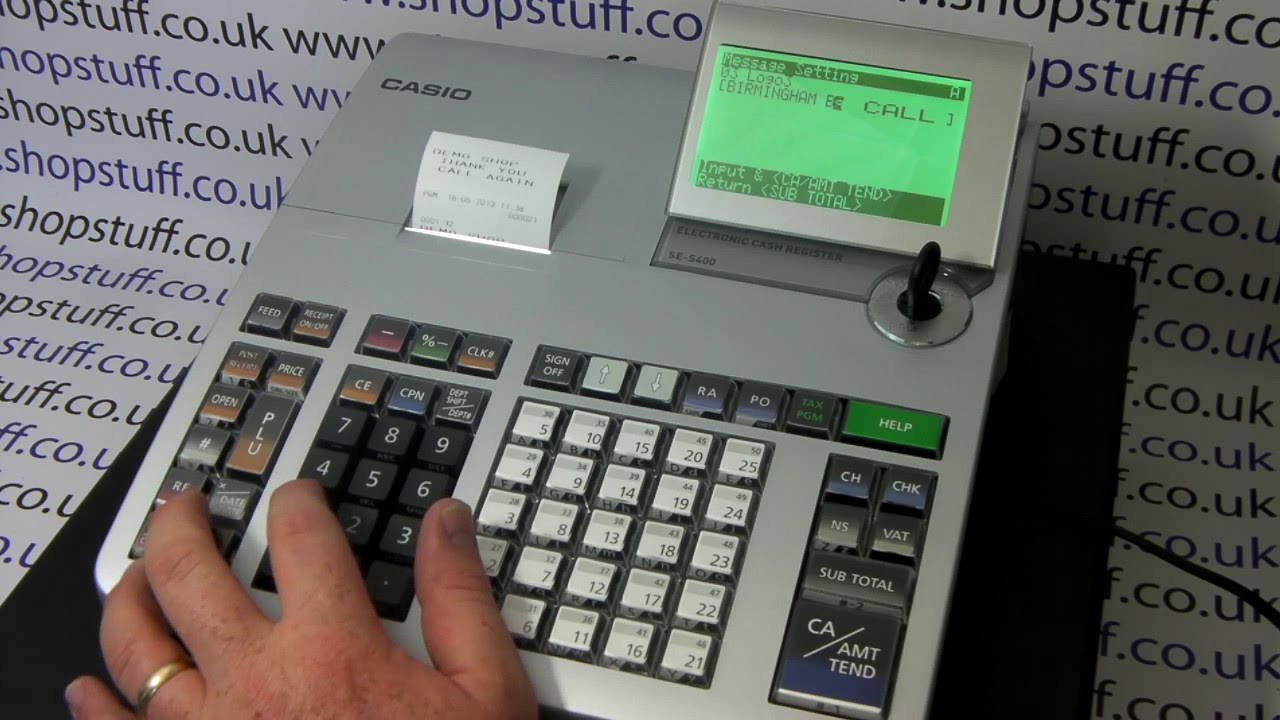 Update Casio SE-S400 Cash Register How To Program Your Shop Business Name On Receipt Header Message Part 1