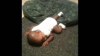 Baby 1st crawl falls asleep