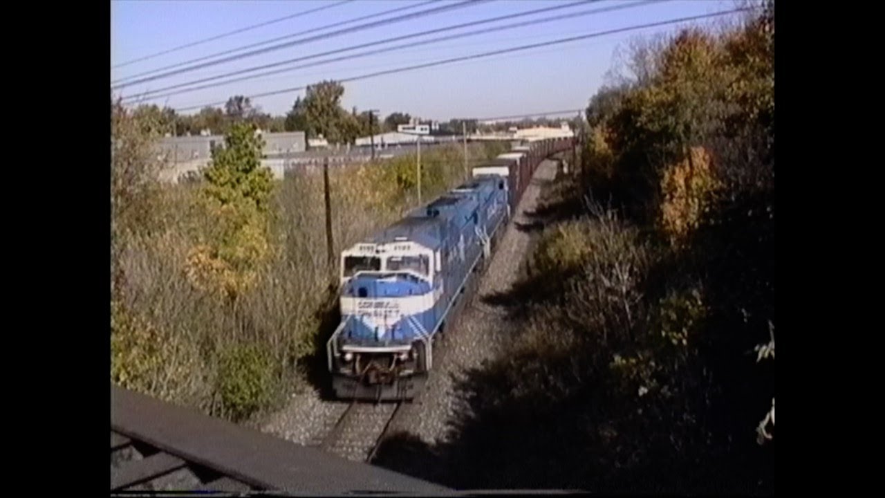 BNSF brand new locomotives delivered under power on Conrail Marion Branch  Fall, 1996