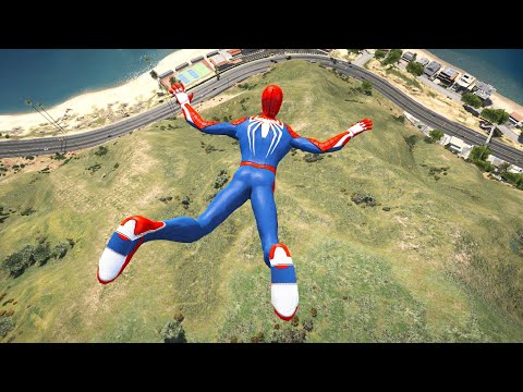 GTA 5 Crazy SPIDERMAN CLIFF Jumps-Falls-Ragdolls ep.55 [Euphoria physics | Funny Moments]