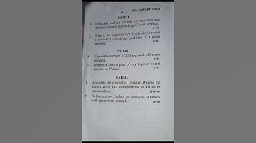B.ED 2 SEM Course no 205 sst previous year question paper JAMMU UNIVERSITY #2024)