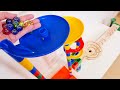 マーブルランレースASMR HABAのウェーブスロープ&ボーネルンド ビー玉 Marble Run Rolling Ball HABA Long Wave Slope & BorneLund
