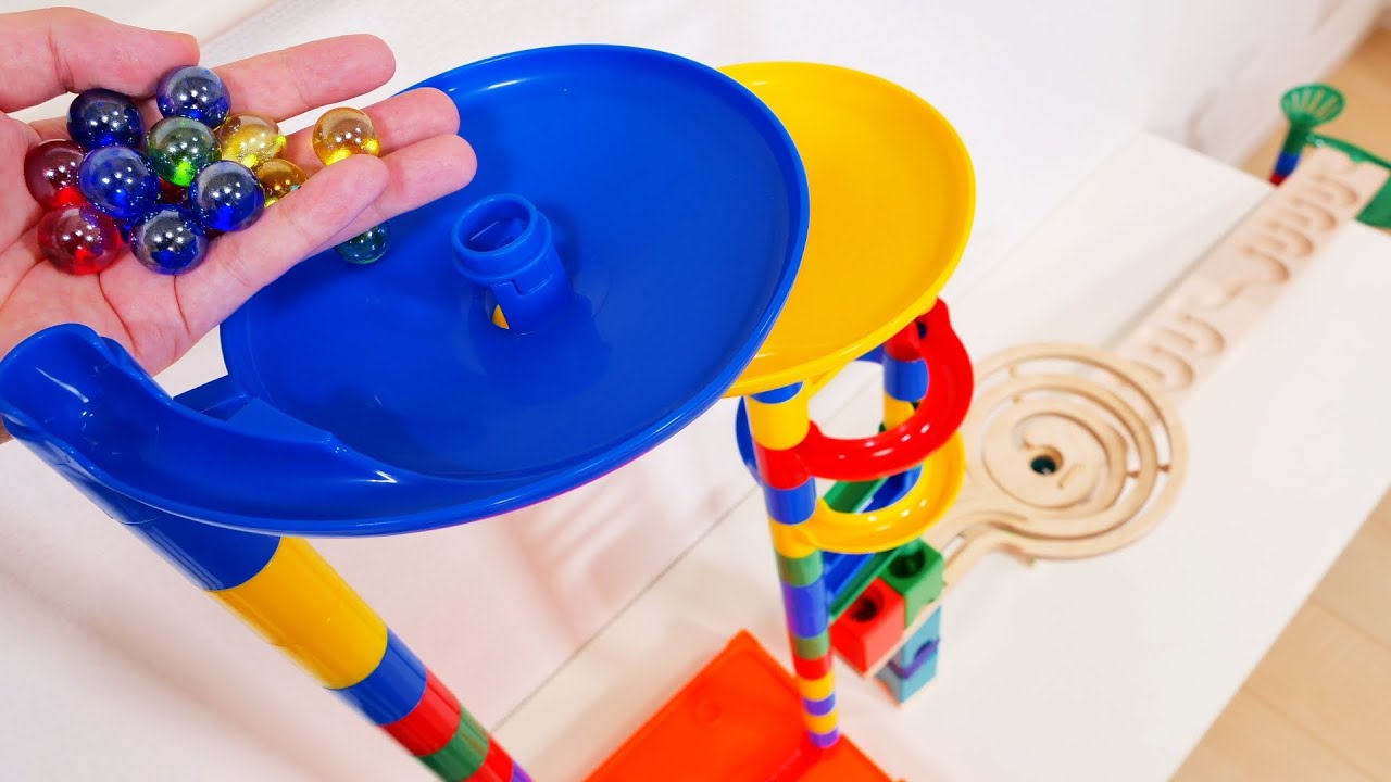 マーブルランレースASMR HABAのウェーブスロープ＆ボーネルンド ビー玉 Marble Run Rolling Ball HABA