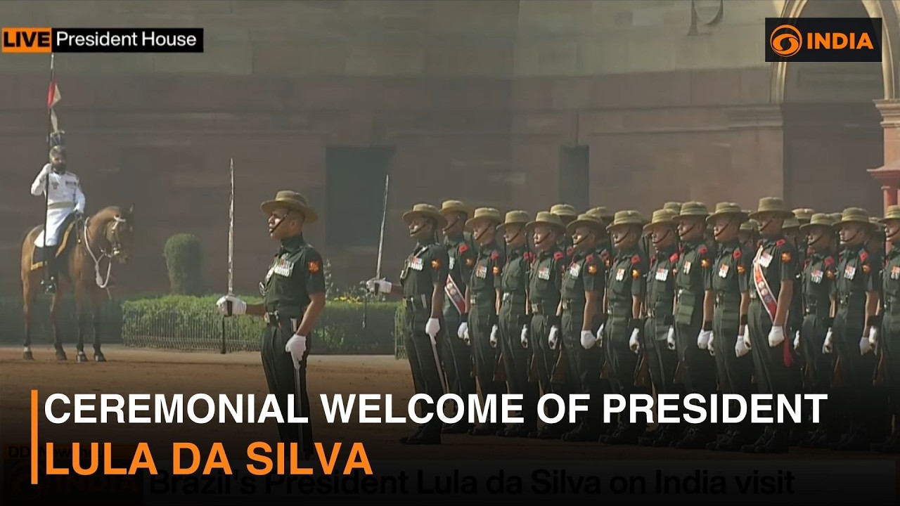 Ceremonial welcome of President Luiz Inácio Lula da Silva of Brazil at Rashtrapati Bhavan