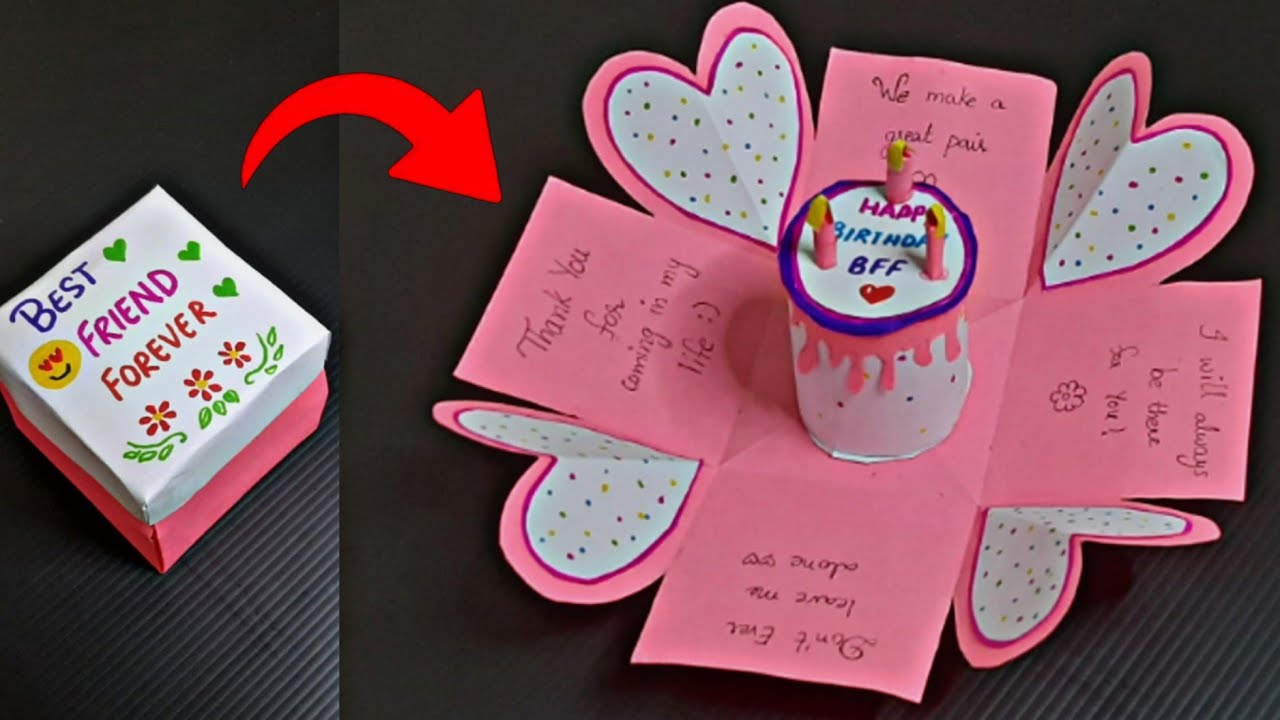 How to make BFF Mini Explosion box | Paper cake explosion box | Cutest ...