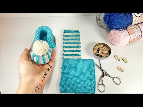 KARPUZ DİLİMLİ BEBEK PATİĞİ - Easy Tutorial For Knitting Baby Slippers