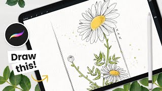 How To Draw A Daisy • Procreate Tutorial • DIY Wall Art screenshot 1