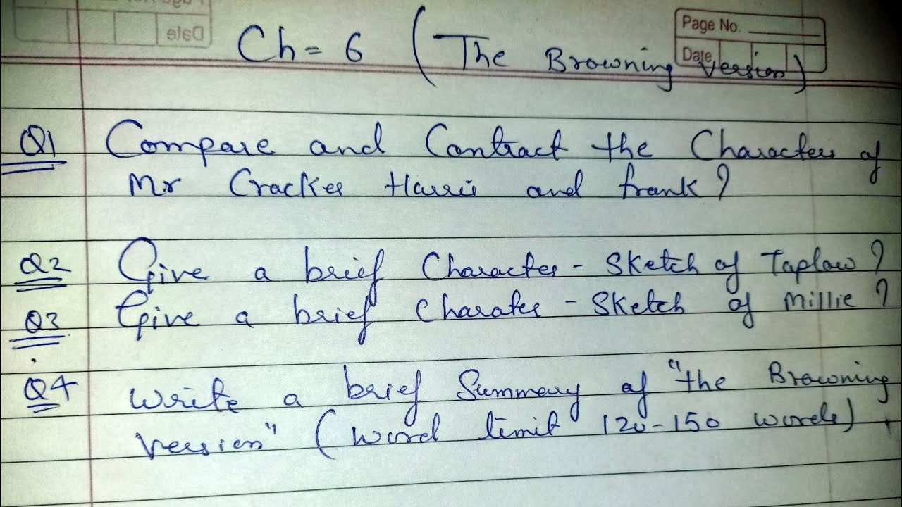 MAN1103  Character Sketch The Browning Versionpdf  Home work Q 1 Write character  sketch of Taplow Ans Taplow was sixteen years old studying in the lower   Course Hero