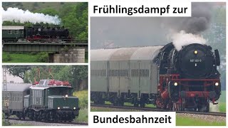 001 180-9 und 064 419-5 im Rieser Frühlingsdampf zur Bundesbahnzeit in und um Nördlingen  |  Alex E