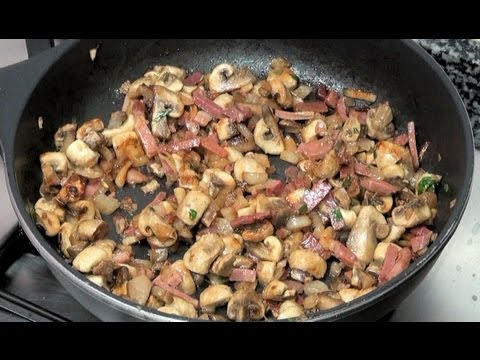 Champiñones salteados con jamon Vídeo receta 14 aqui cocinamos todos Cooking recipe