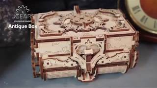 Ugears Treasure Box Puzzle 3D En Bois - Coffret Mécanique Avec Serrure Secrète - 190 Pièces