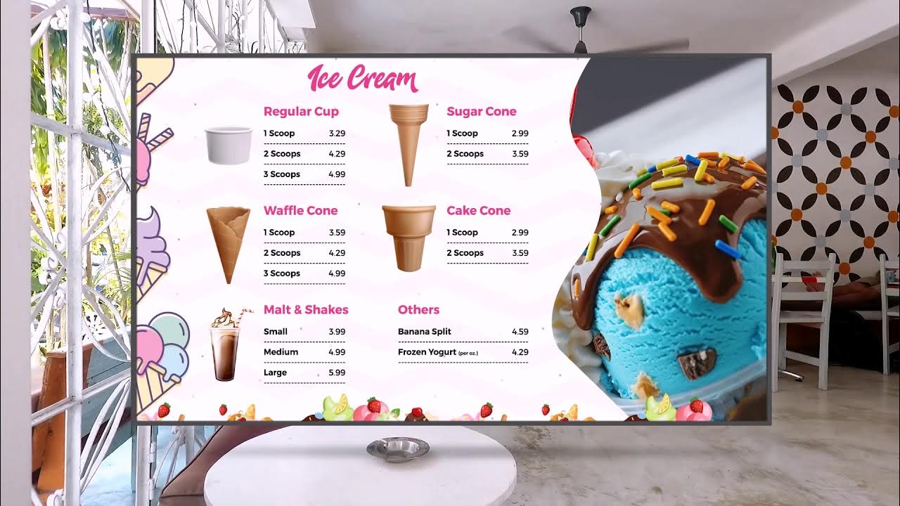 Ice Cream Shop Digital Menu Board - YouTube