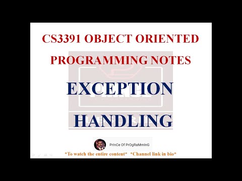 EXCEPTION HANDLING NOTES | CS3391 OBJECT ORIENTED PROGRAMMING NOTES | 2021 REGULATION CSE