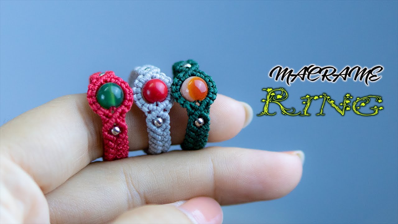 Macrame tutorial, How to make a ring with gemstone, DIY