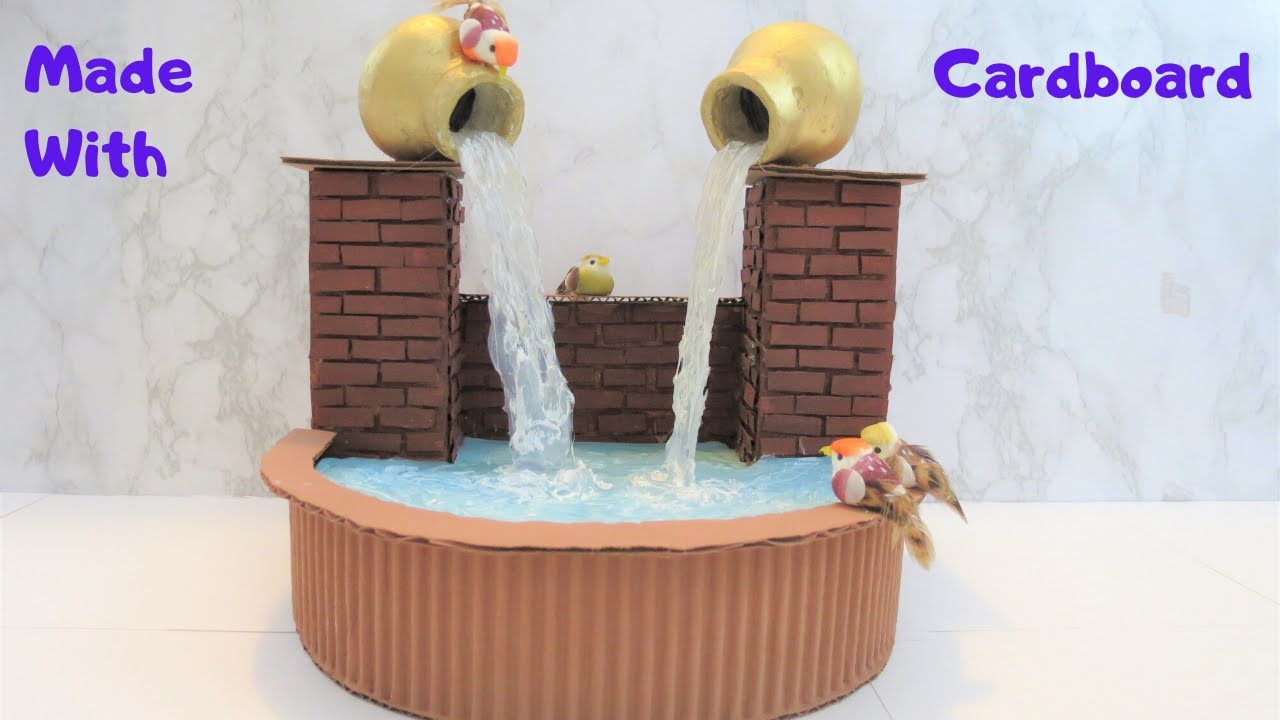 Miniature Waterfall Fountain Cardboard Craft DIY Waterfall YouTube