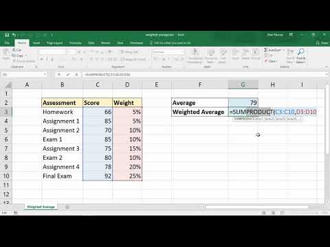 Weighted Average with the SUMPRODUCT Function in Excel - Weighted Mean