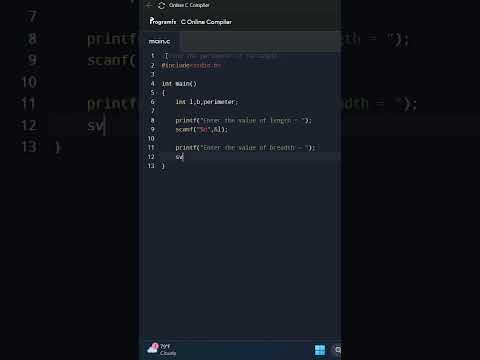 We can easily find Perimeter of Rectangle || C LANGUAGE | #youtube #shortvideo #ytmusic #like #share