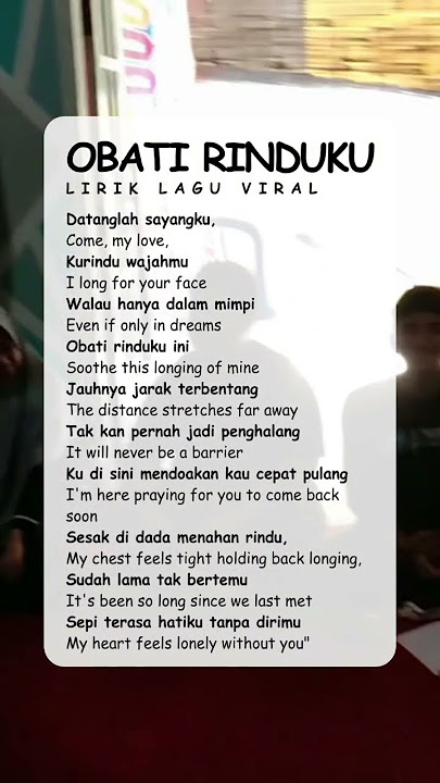 Lirik lagu obati rinduku #shorts #bahasainggris