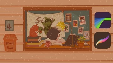 Tutorial |  Animated Rain on iPad Pro ( LumaFusion+Procreate)