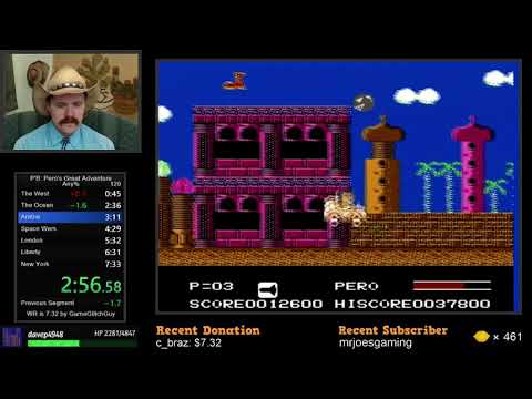 Puss 'N Boots: Pero's Great Adventure NES speedrun in 7:29 by Arcus (Former WR)