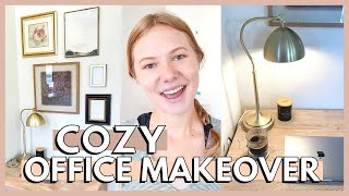 SMALL HOME OFFICE MAKEOVER ON A BUDGET | cozy desk setup 2022 + affordable diy gallery wall