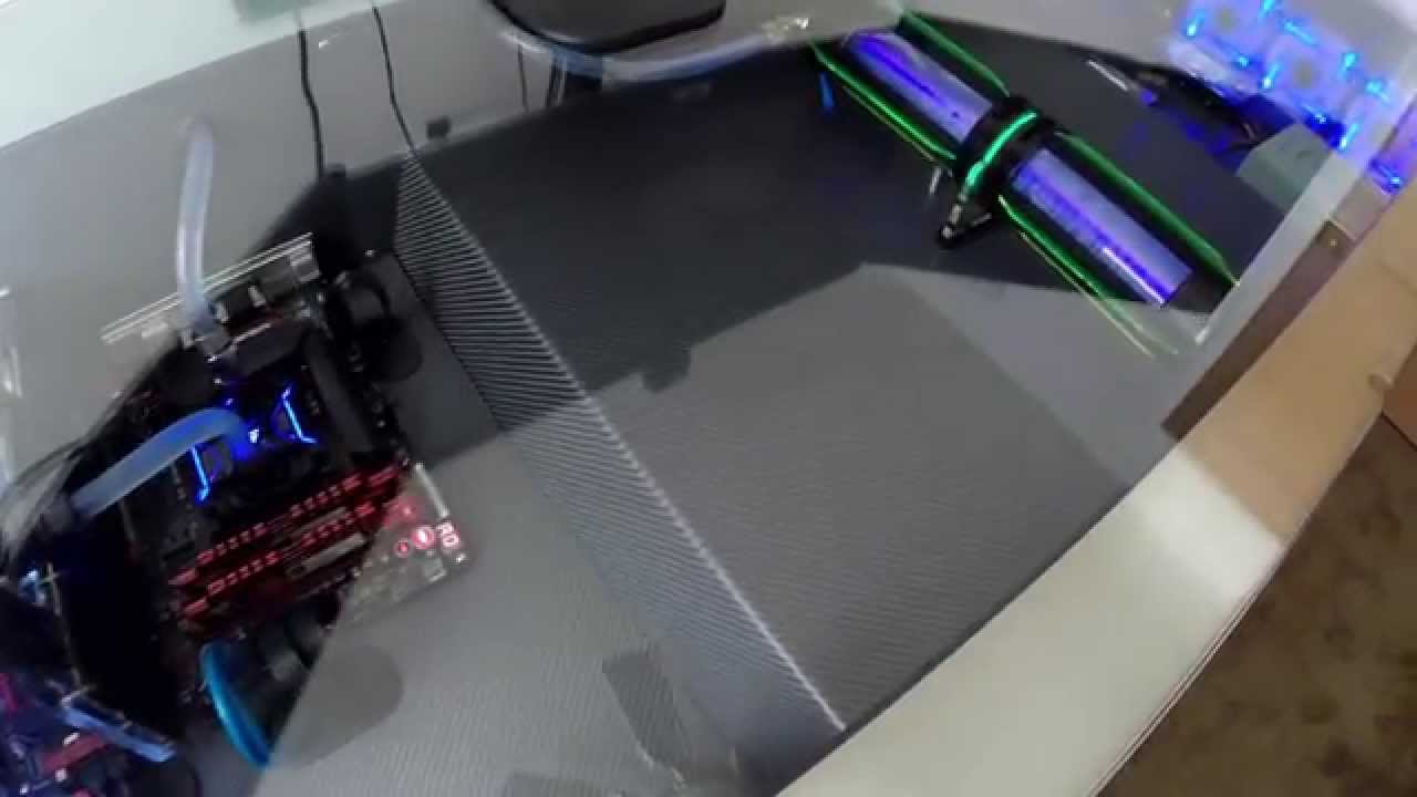 Custom Water Cooled Computer Built In Desk You