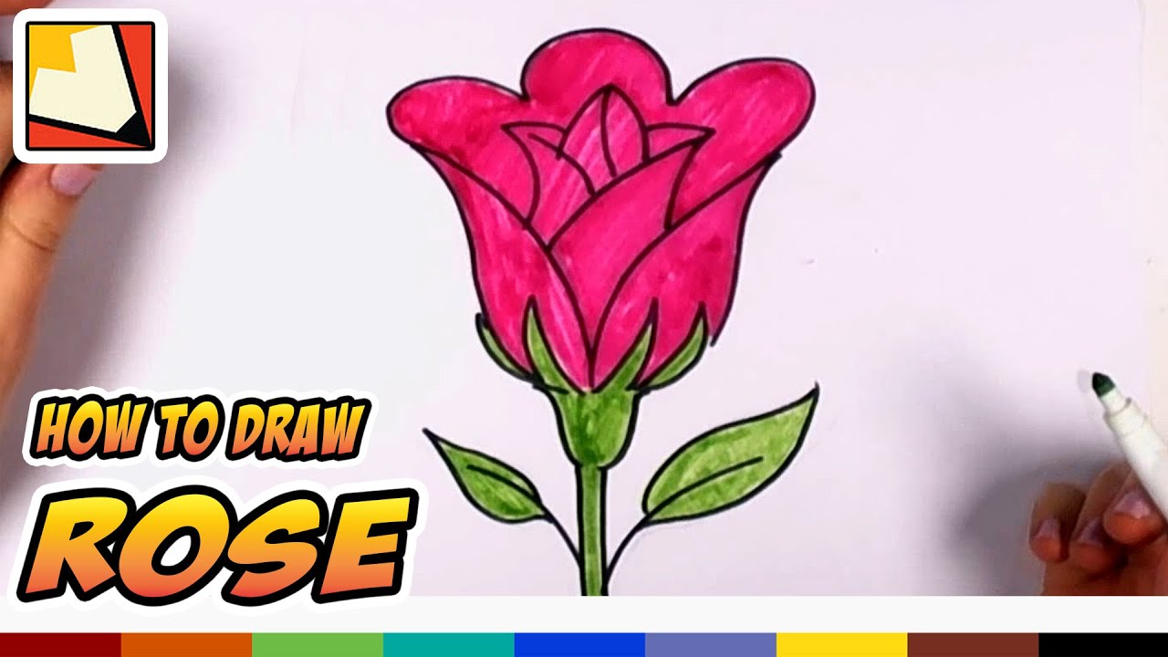 Simple Pink Rose Drawing