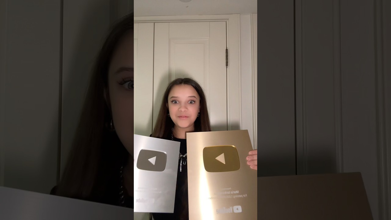WOW! I finally received them 🏆🎉 thank you ❤️ #mariaiankovskaia #goldenbutton #YouTubeCreatorAwards