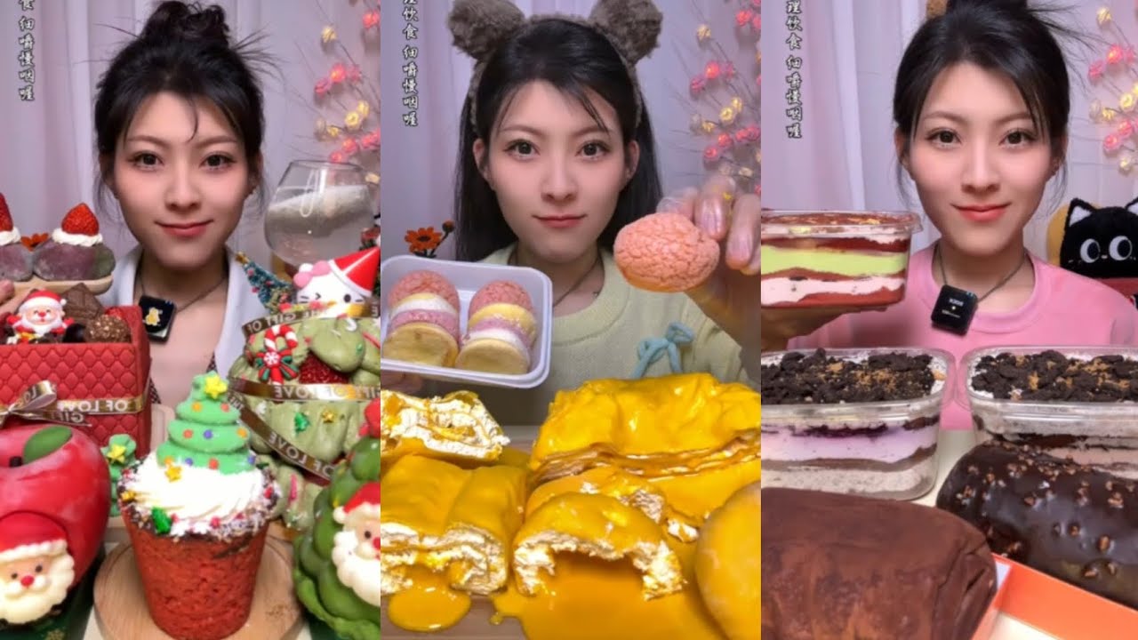 ASMR DELICIOUS strawberry 🍓 cake,dessert, pineapple 🍍 dessert chocolate cake 🎂 MUKBANG 