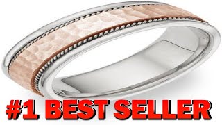 White Gold and Rose Gold Hammered Wedding Band Ring 14K - B002XNOCRO