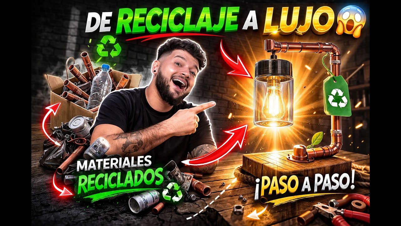 DE RECICLAJE A LUJO 😱 | Hice Esta Lámpara con Materiales Reciclados ♻️