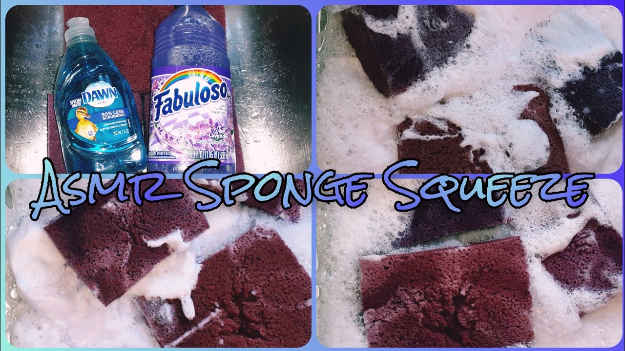 Asmr SpongeSqueeze Lavender Fabuloso Complete & Blue Dawn Dish Soap