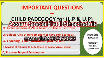 Assam Special TET 2023 || CDP (Child Padegogy) Important Questions || Video 3 || #BTR_TET #assamtet
