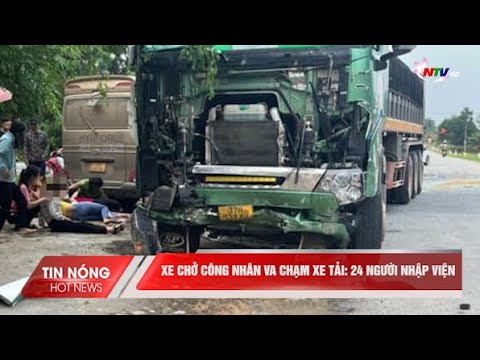 #1 Tân Kỳ: Xe chở công nhân va chạm xe tải, 24 người nhập viện Mới Nhất